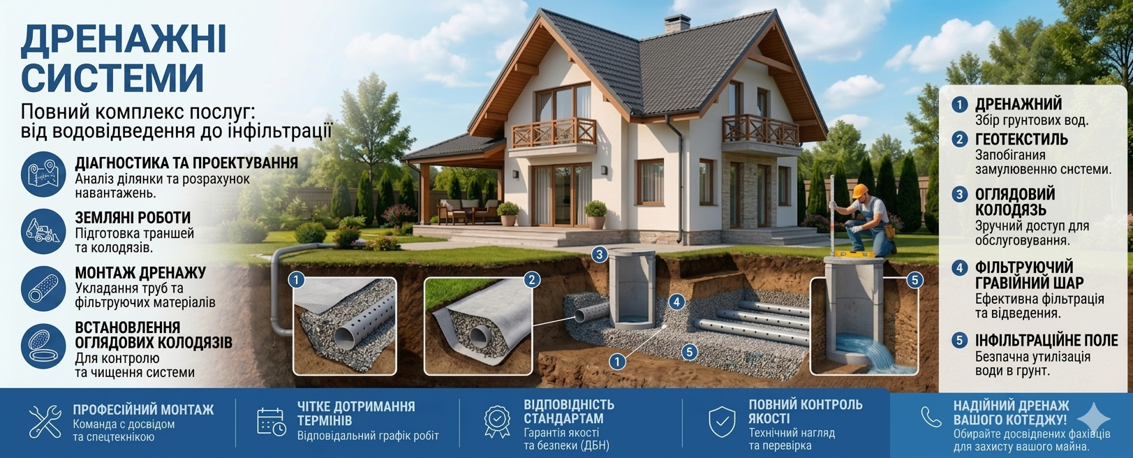 Монтаж дренажних систем в Івано-Франківську та області під ключ